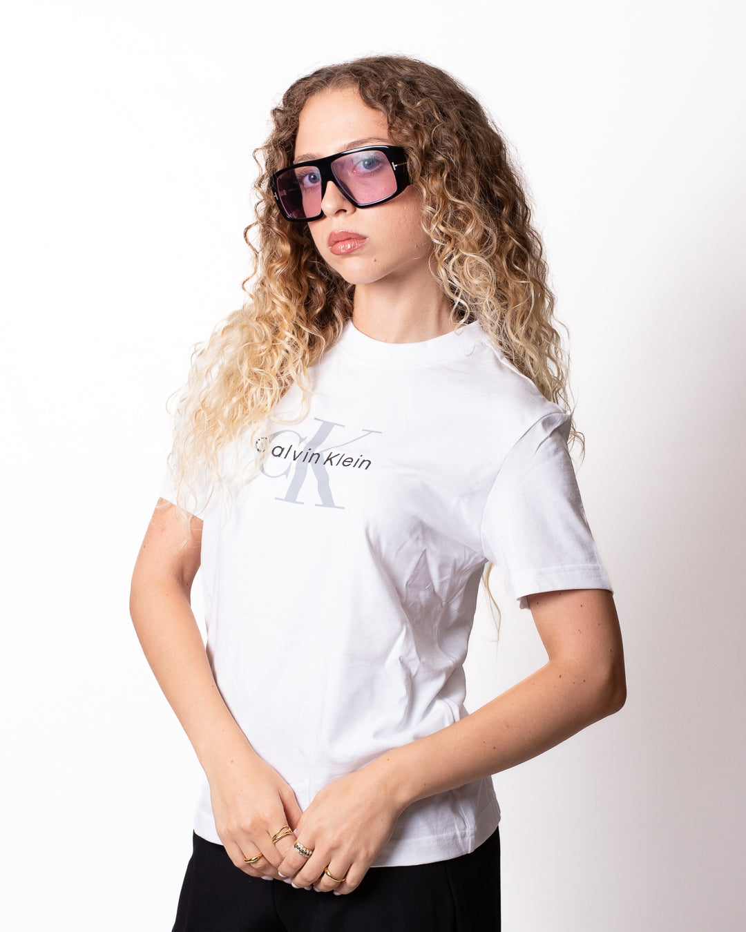 T-Shirt Calvin Klein regular con stampa e ricamo donna