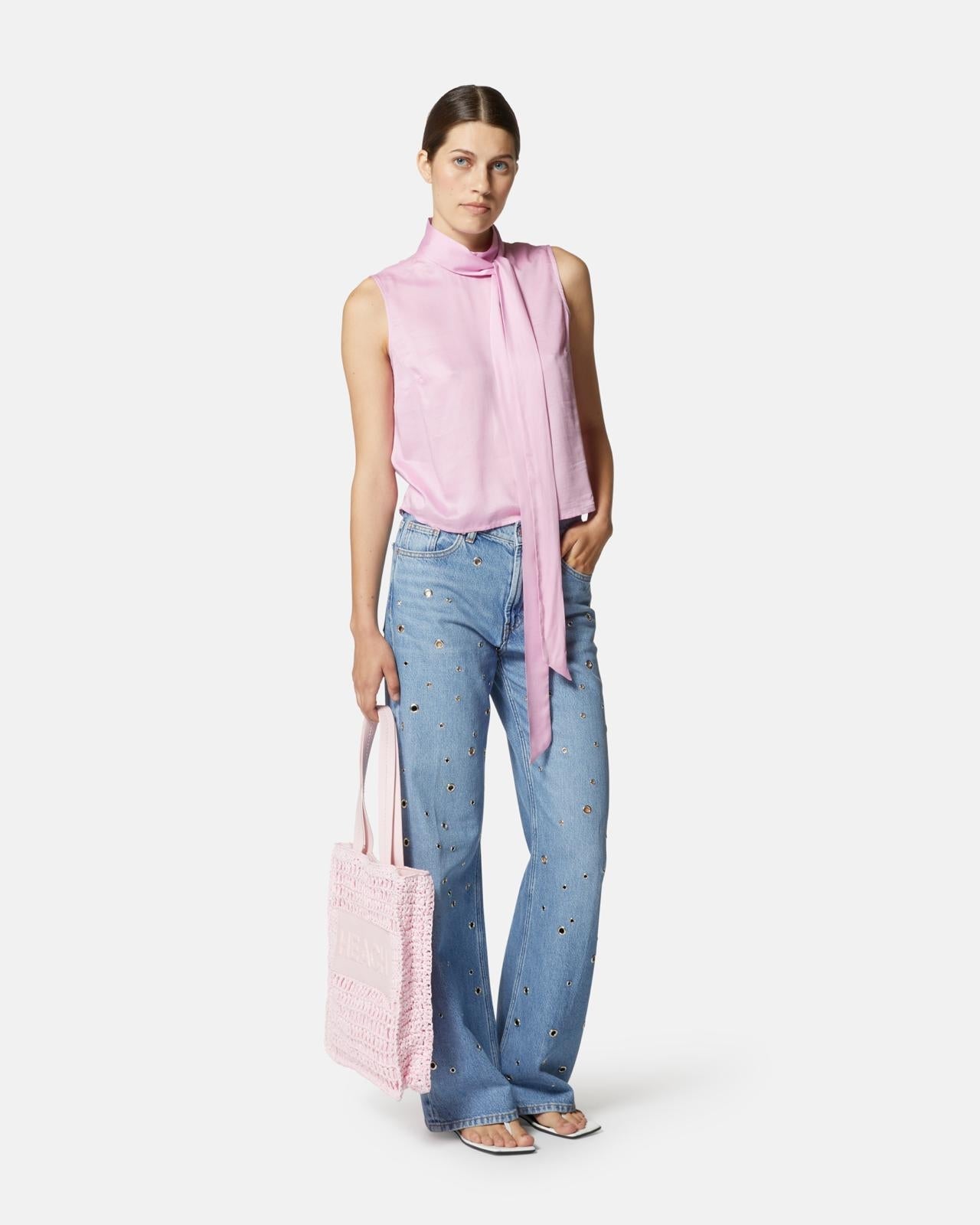 Jeans Silvian Heach a palazzo con anelli in metallo donna