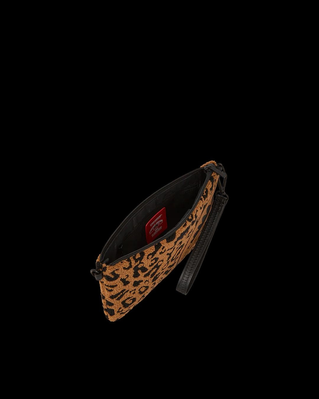 Pochette Sprayground marrone chenille cheetah clutch con tracolla