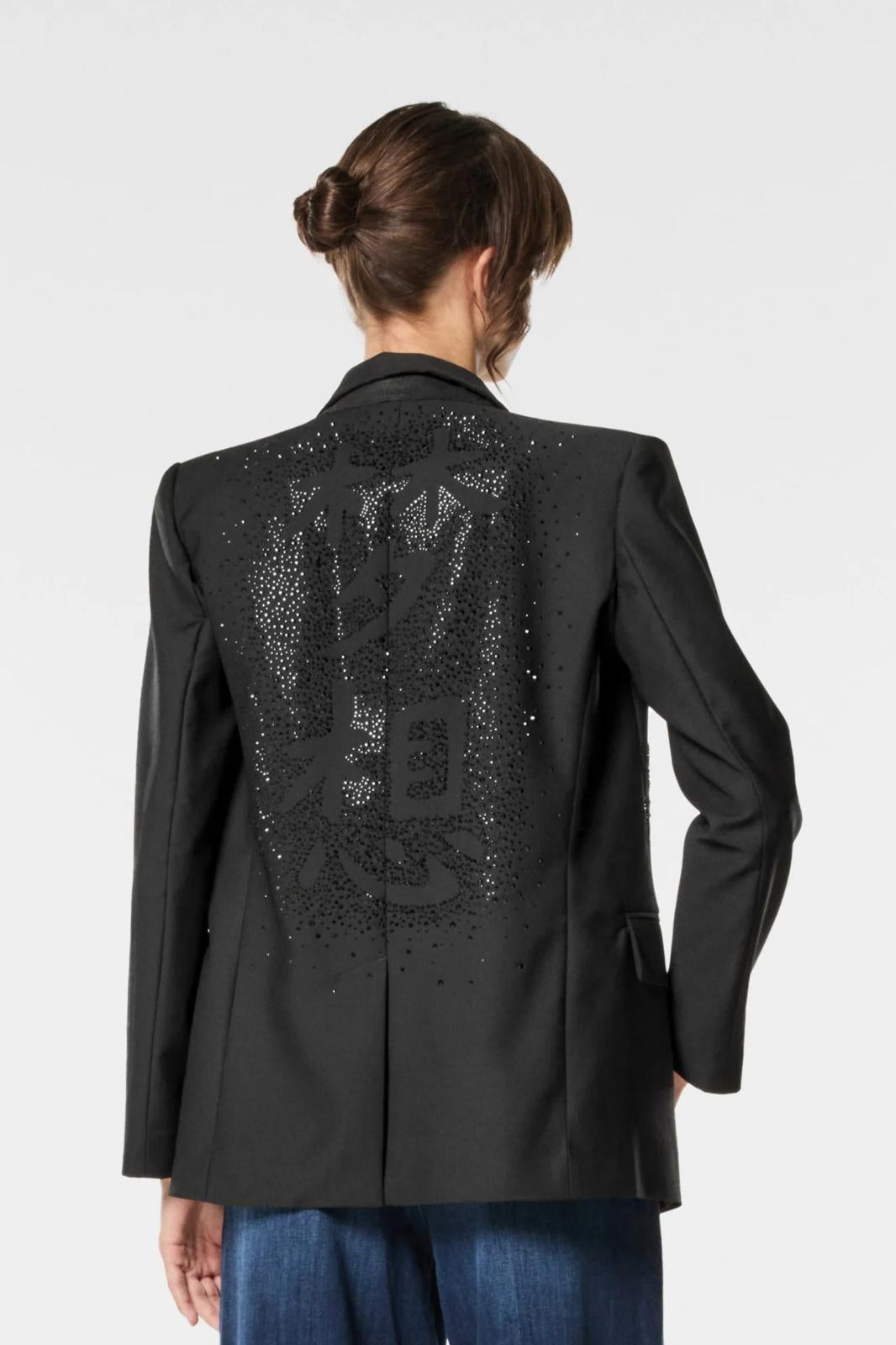 Giacca blazer Nenette monopetto in lana con strass donna