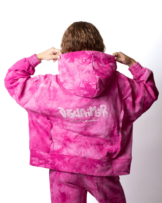 Felpa Disclaimer effetto tie dye con cappuccio e logo donna