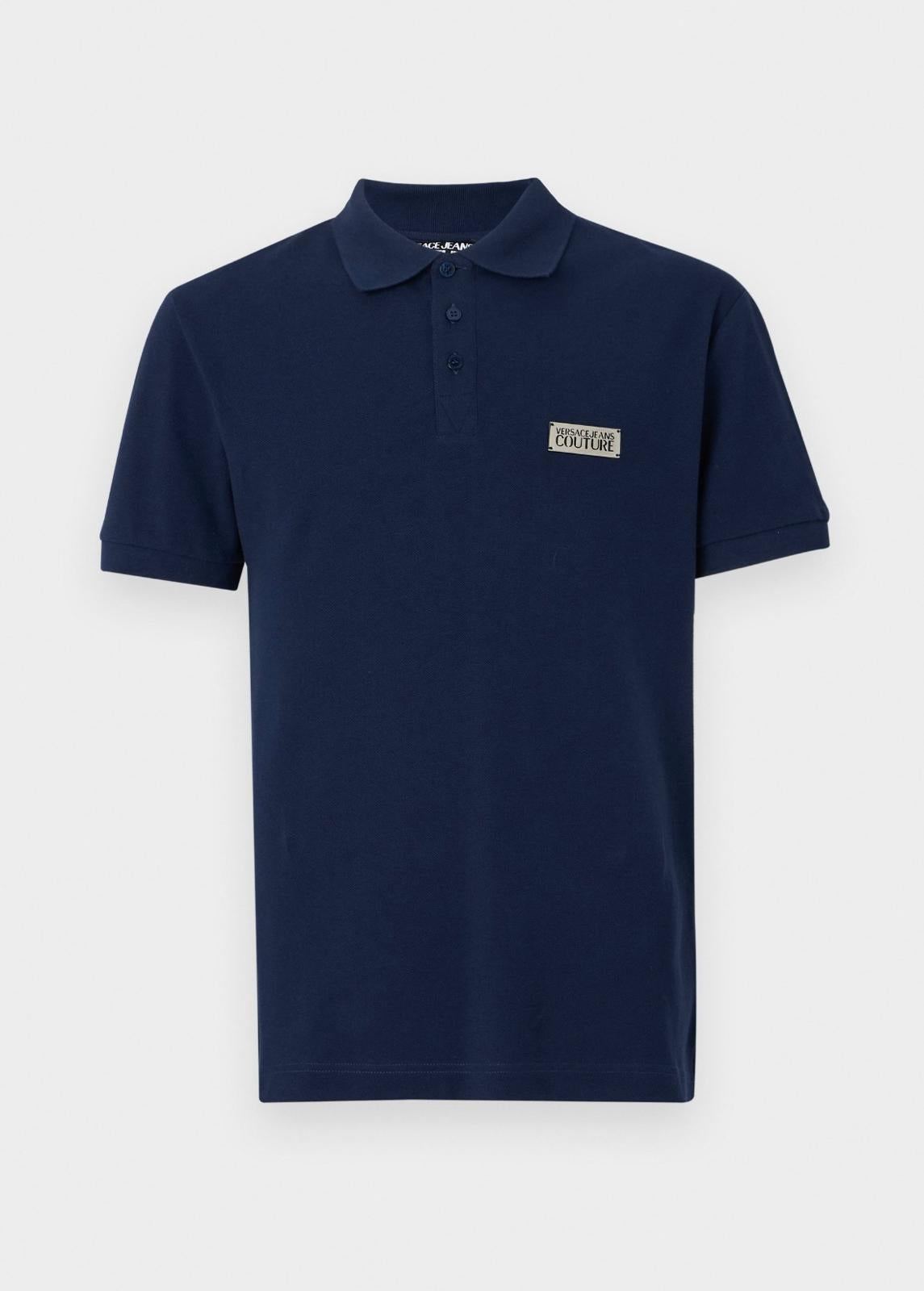 Polo Versace Jeans Couture in pique con logo in metallo uomo