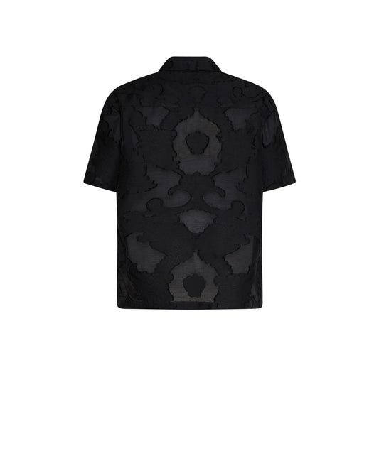 Camicia John Richmond manica corta con ricami e trasparenze