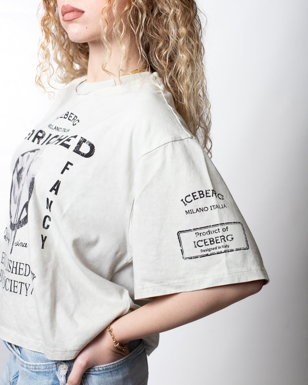 T-Shirt Iceberg cropped con stampa floreale donna