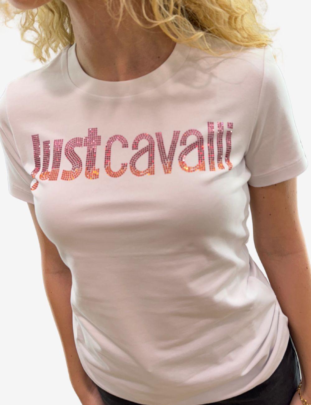 T-Shirt Just Cavalli logata con strass donna