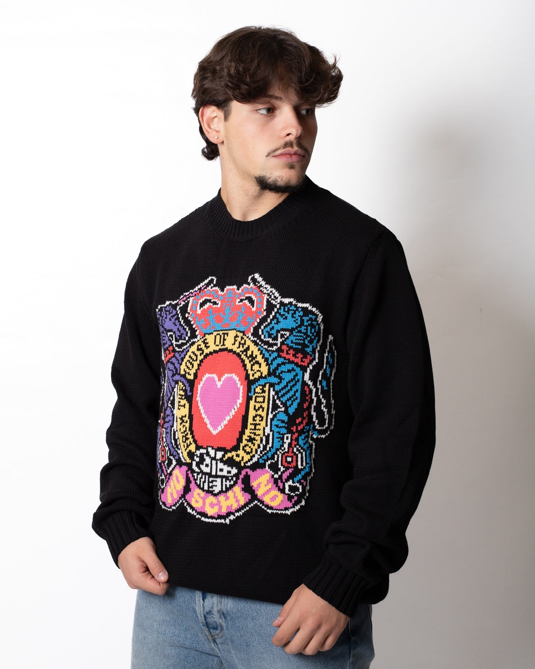 Maglia Moschino girocollo con maxi ricamo