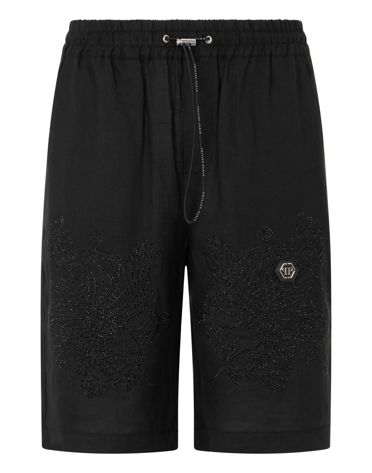 Short Philipp Plein in lino "Strass Tattoo" uomo