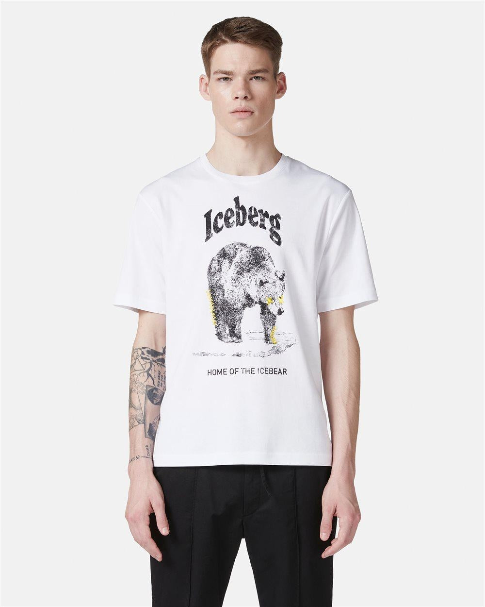 T-Shirt Iceberg con logo stampa e ricamo uomo