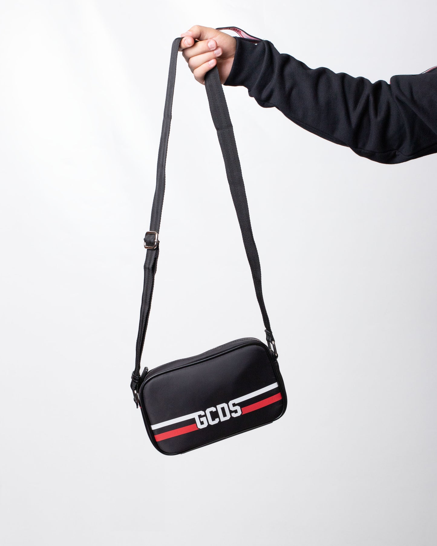 Tracolla GCDS in nylon "Logo Stripes"