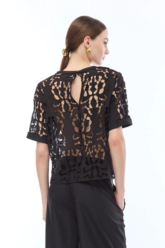 Blusa Nenette in sangallo con intagli donna