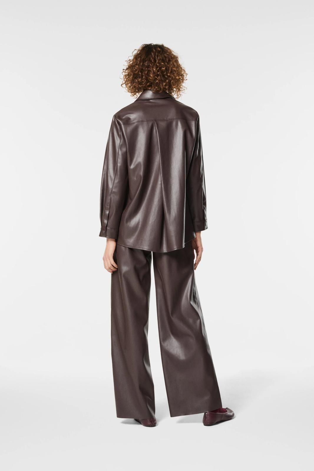 Pantalone Nenette gamba larga in ecopelle donna