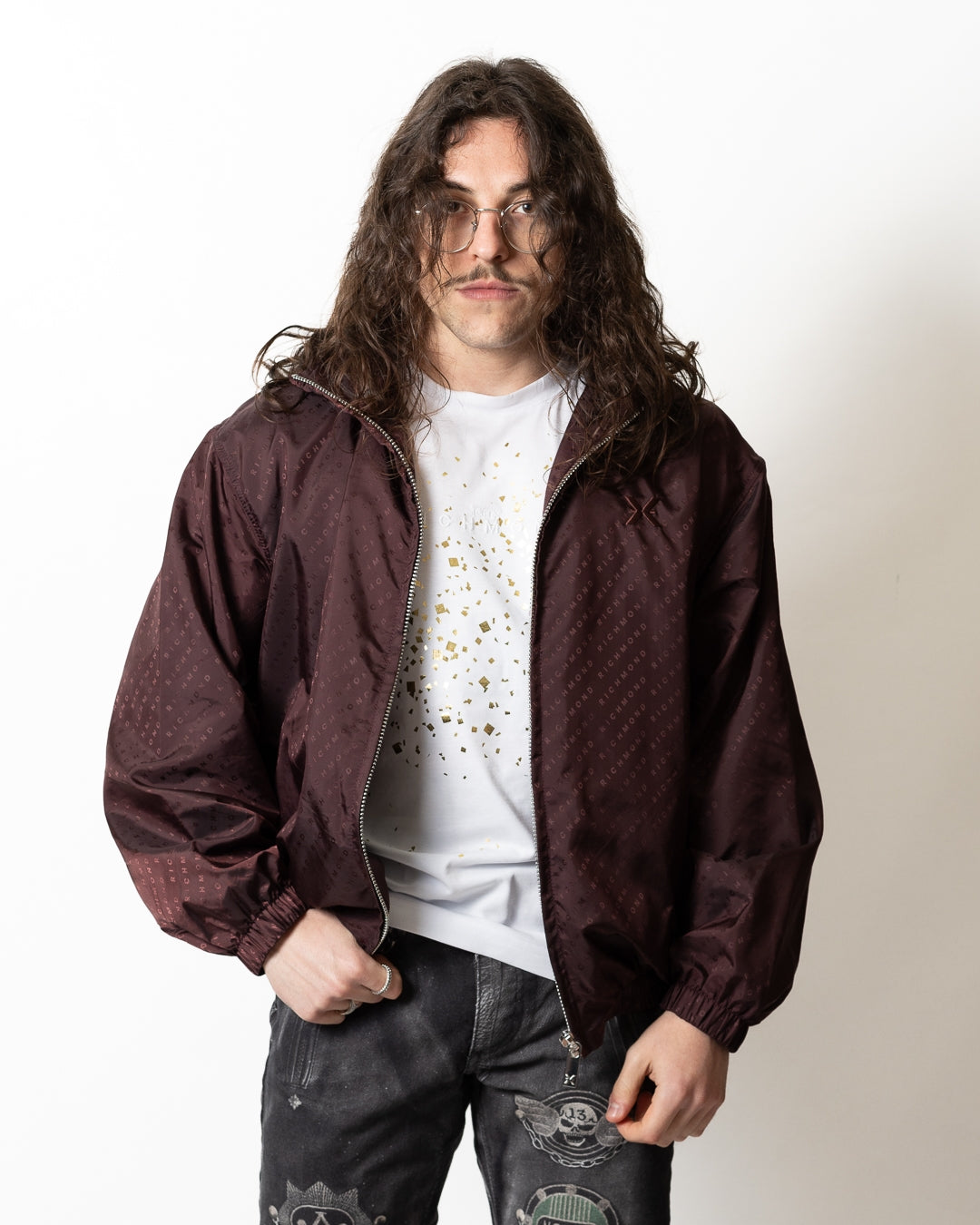 Giubbotto Richmond X in nylon con logo all-over uomo