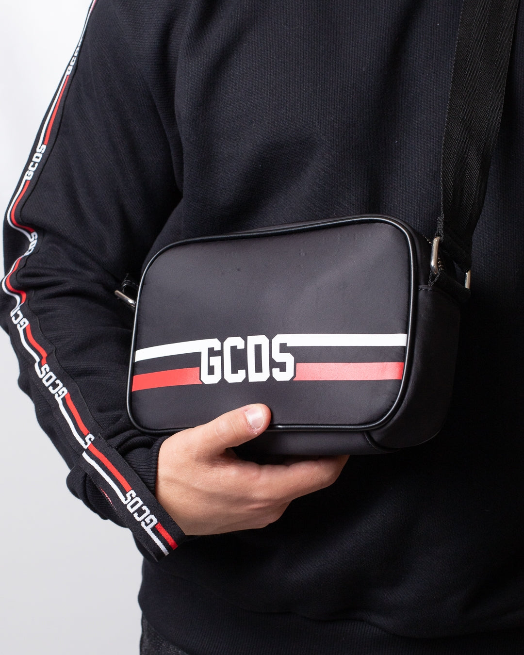 Tracolla GCDS in nylon "Logo Stripes"