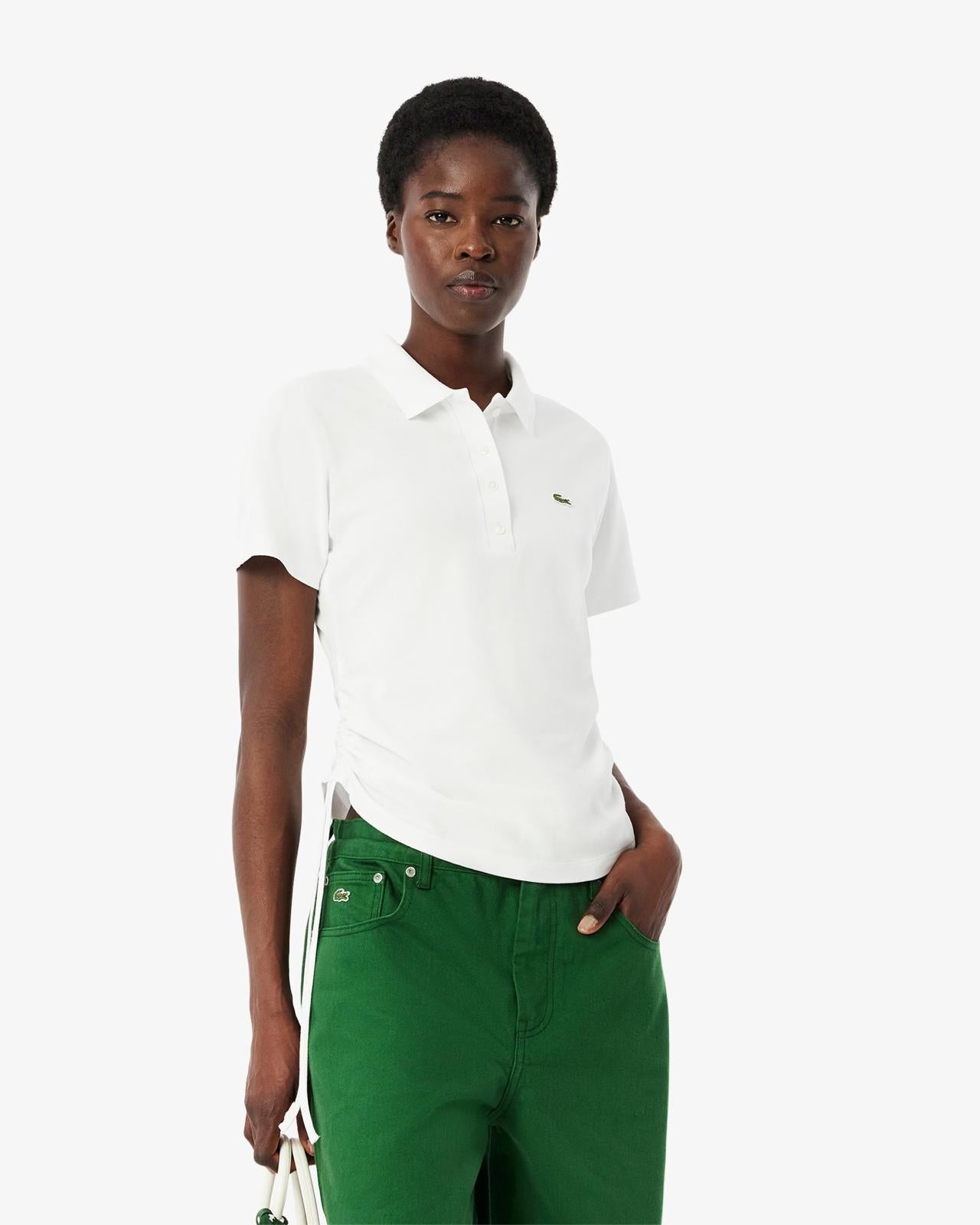 Polo Lacoste slim in petit piqué con coulisse donna