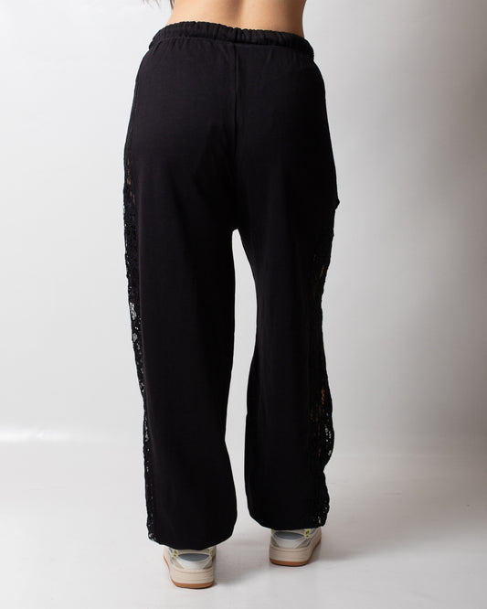 Pantalone Disclaimer in felpa con pizzo donna