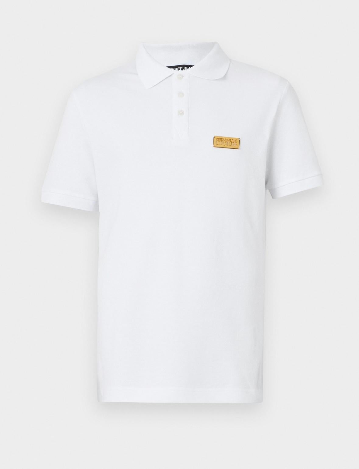 Polo Versace Jeans Couture in pique con logo in metallo uomo