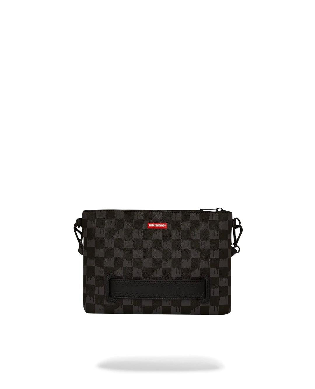 Pochette Sprayground nero dripping sharks in paris crossover clutch con tracolla