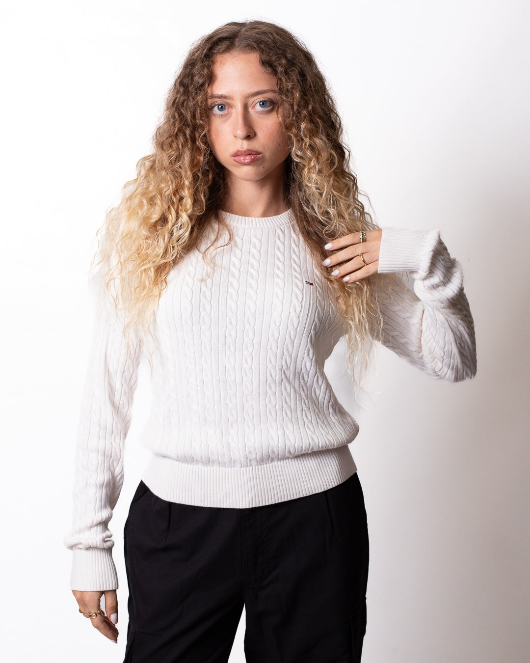 Maglia Tommy Jeans con ricamo intrecciato donna