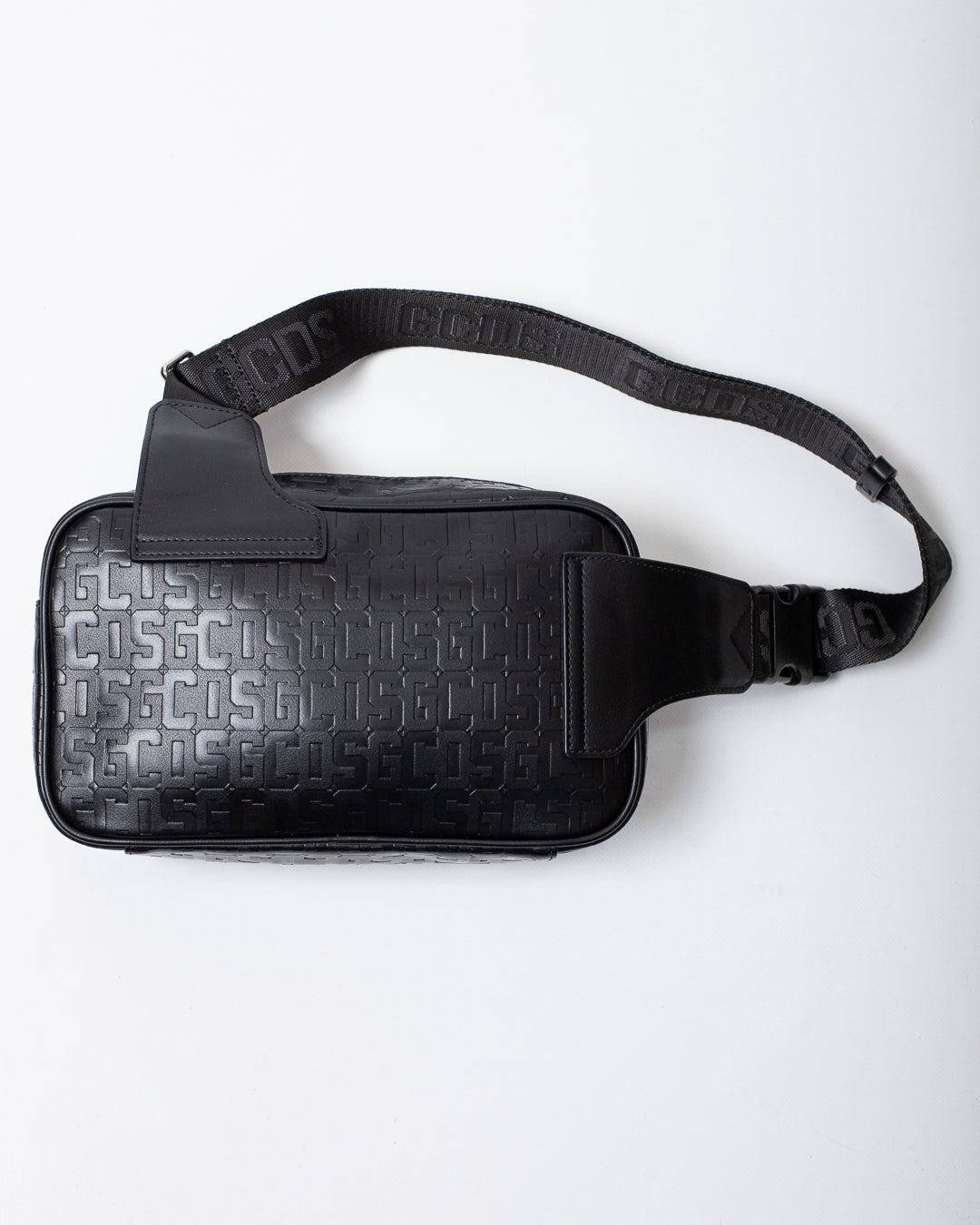 Tracolla GCDS in pelle con logo all-over