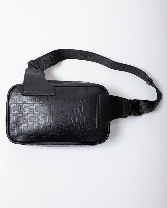 Tracolla GCDS in pelle con logo all-over