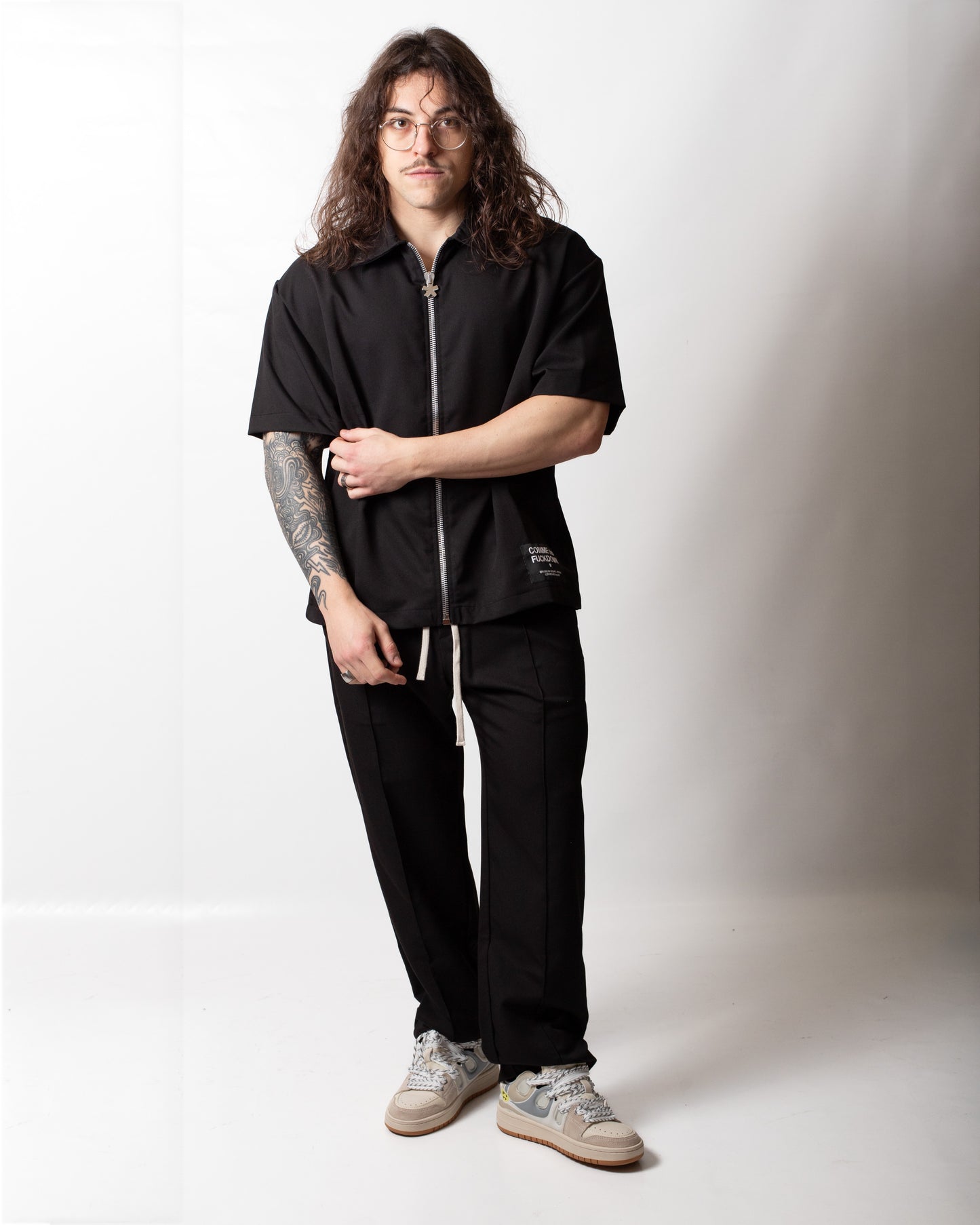 Camicia Comme des Fuckdown fullzip in tessuto cotoniero uomo