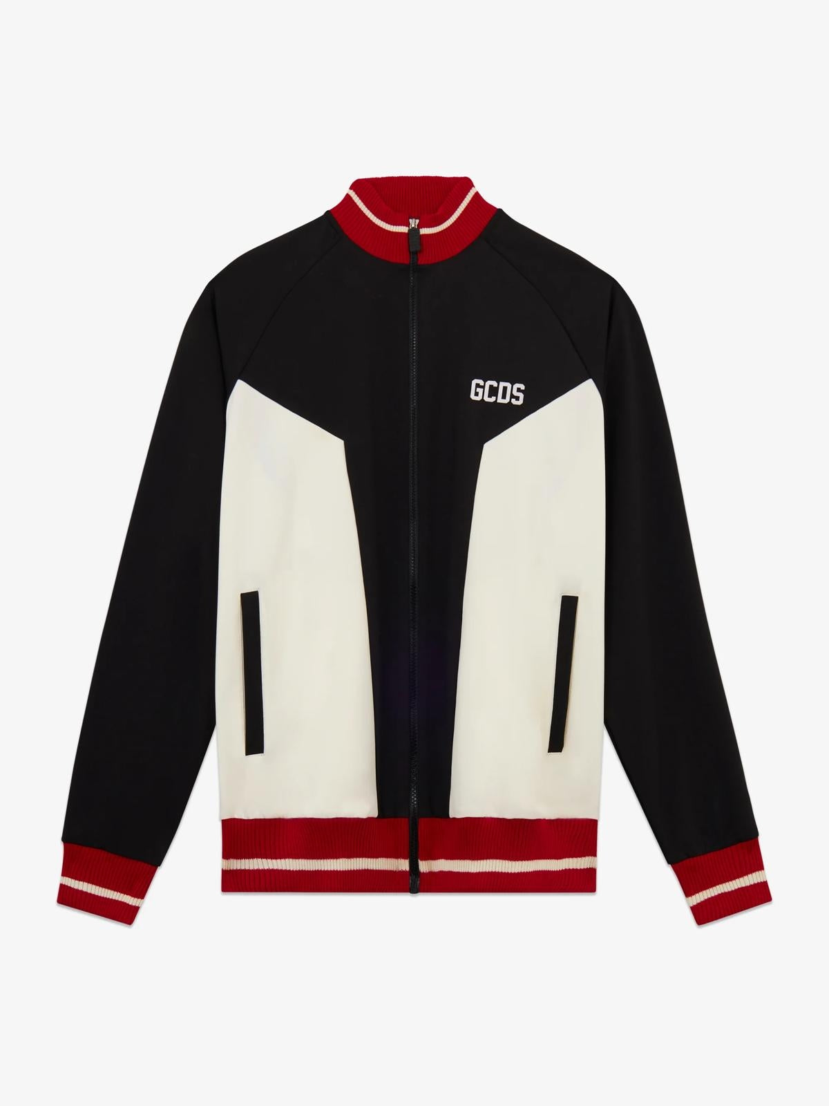 Felpa GCDS Essentials fullzip in nylon color block uomo