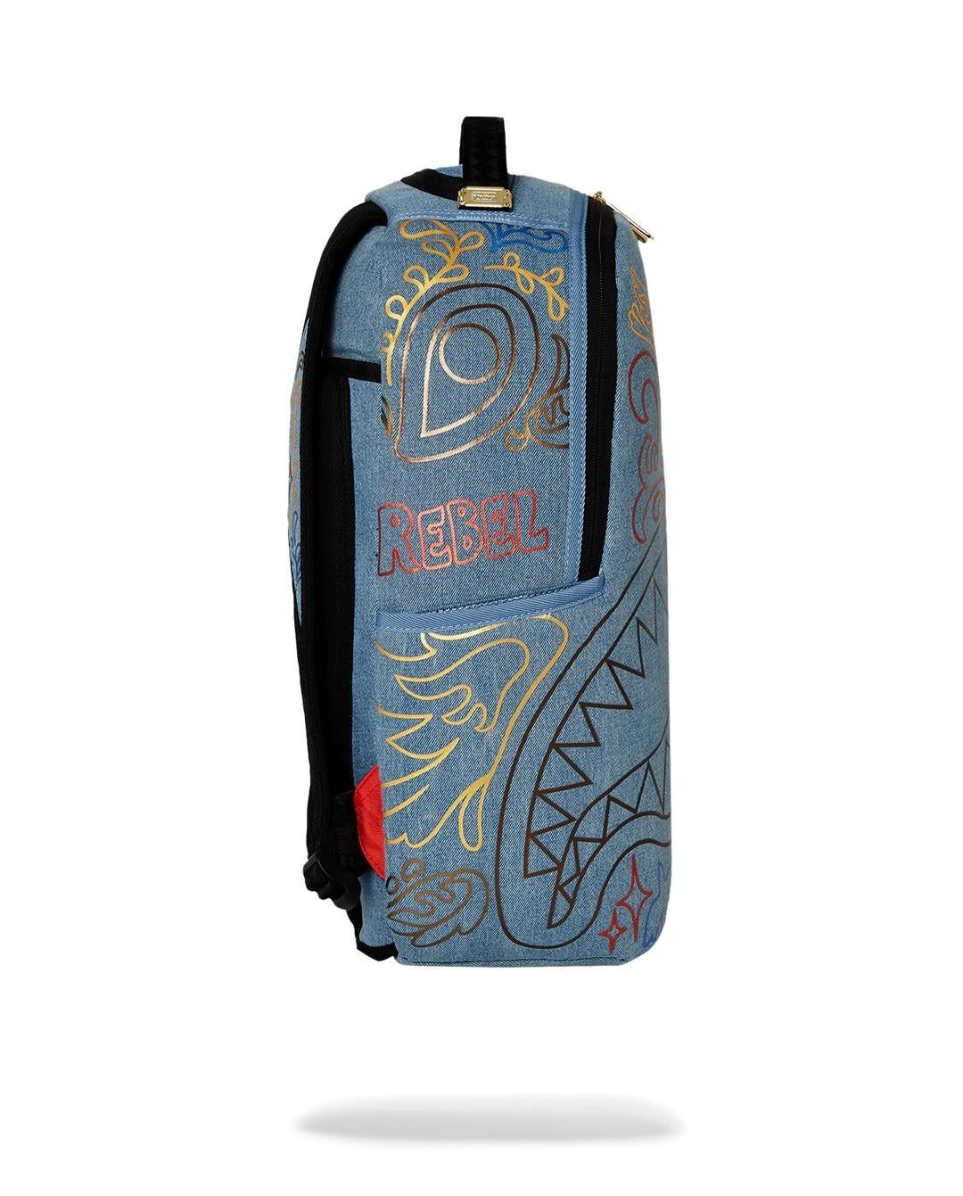 Zaino Sprayground denim Metallic printed denim shark dlxsv backpack