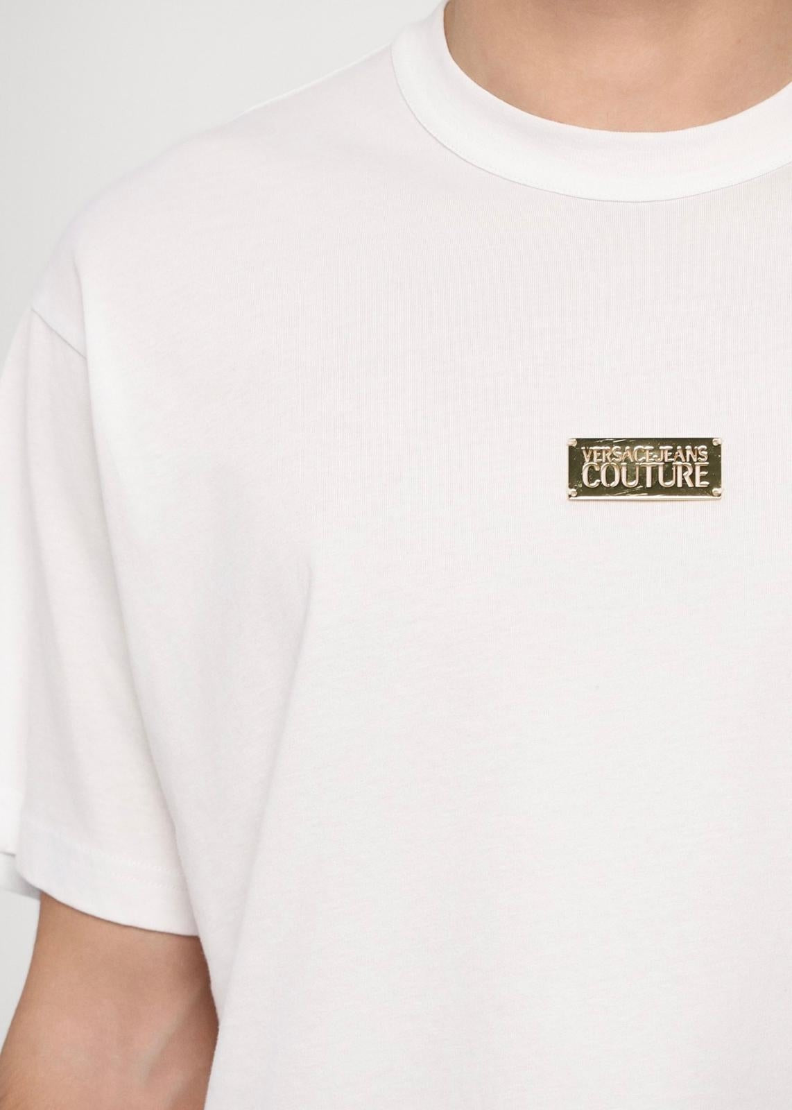 T-Shirt Versace Jeans Couture con placca logata in metallo uomo
