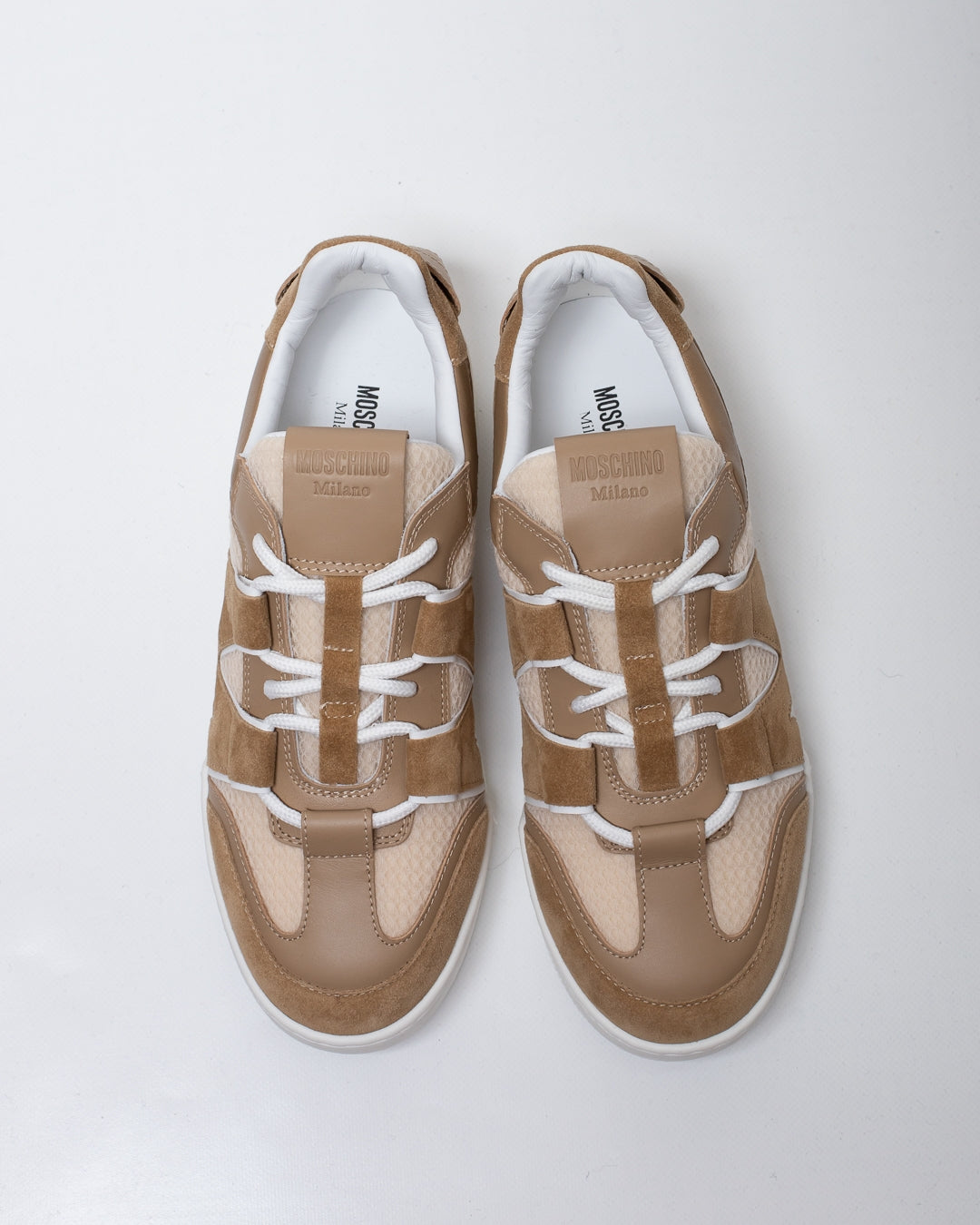 Sneakers Moschino in rete con dettagli in camoscio uomo