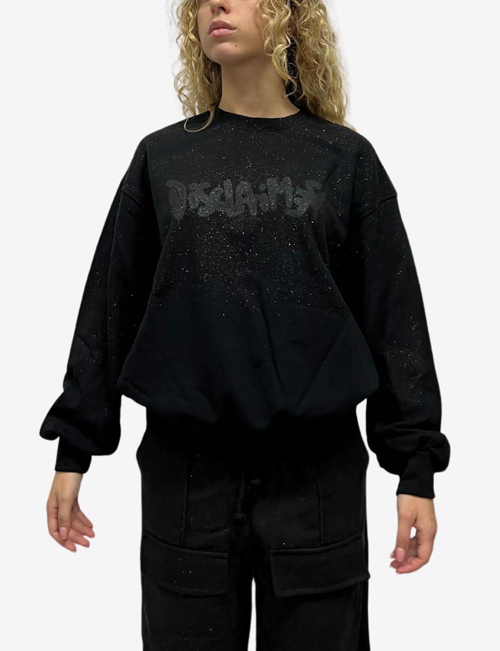 Felpa Disclaimer girocollo con brillantini e logo donna