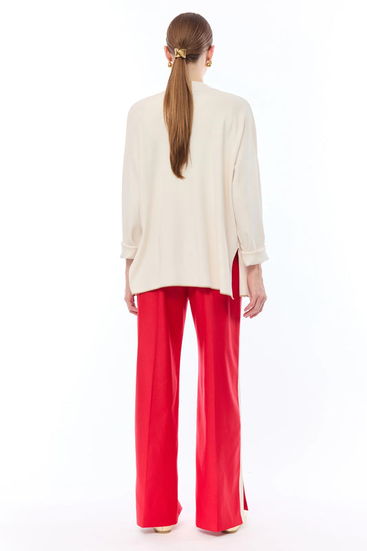 Pantalone Nenette straight con banda laterale donna