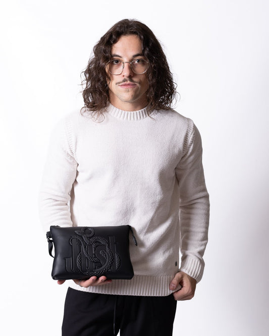 Pochette Just Cavalli in eco pelle con logo gommato in rilievo
