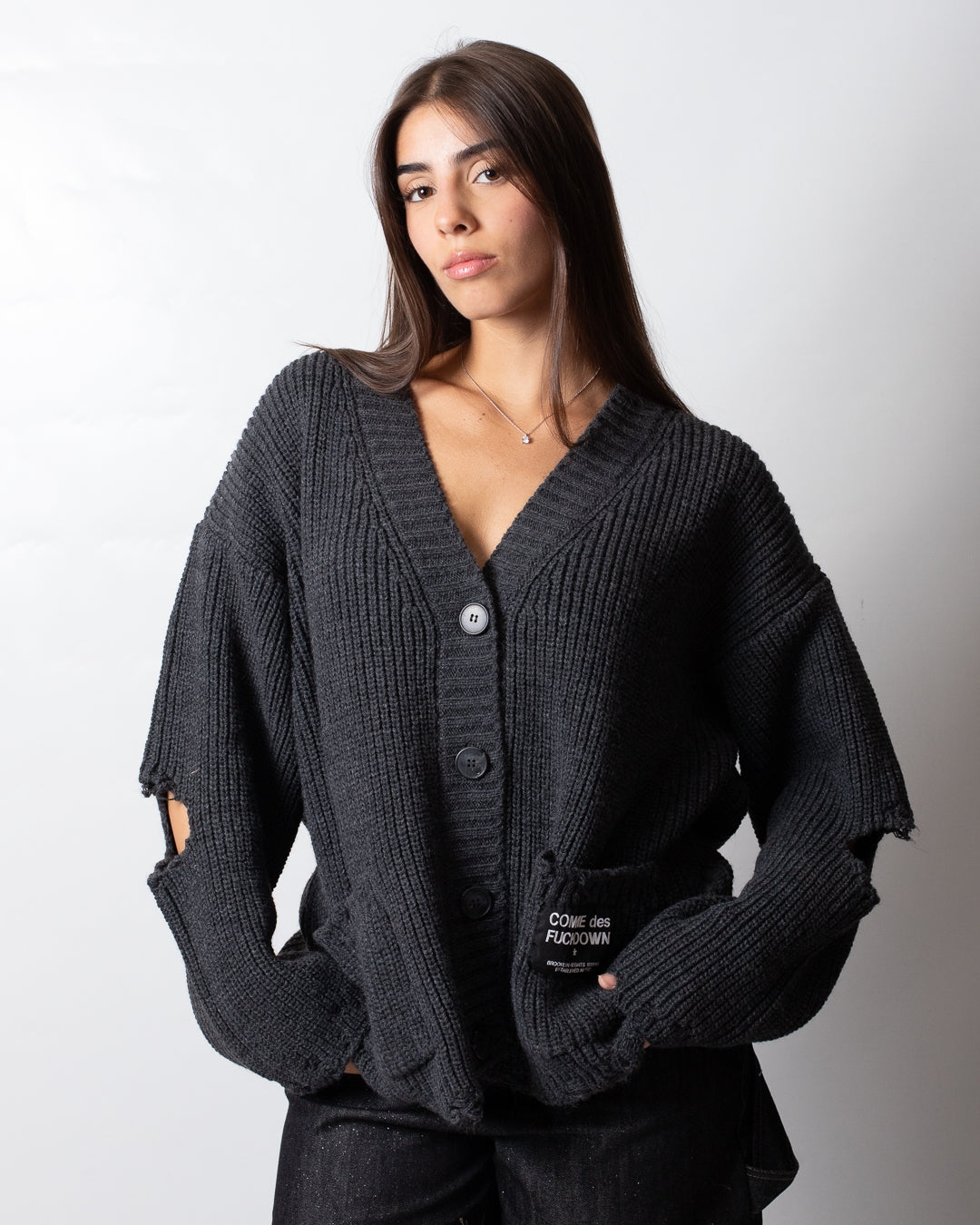 Cardigan Comme des Fuckdown con etichetta logata donna