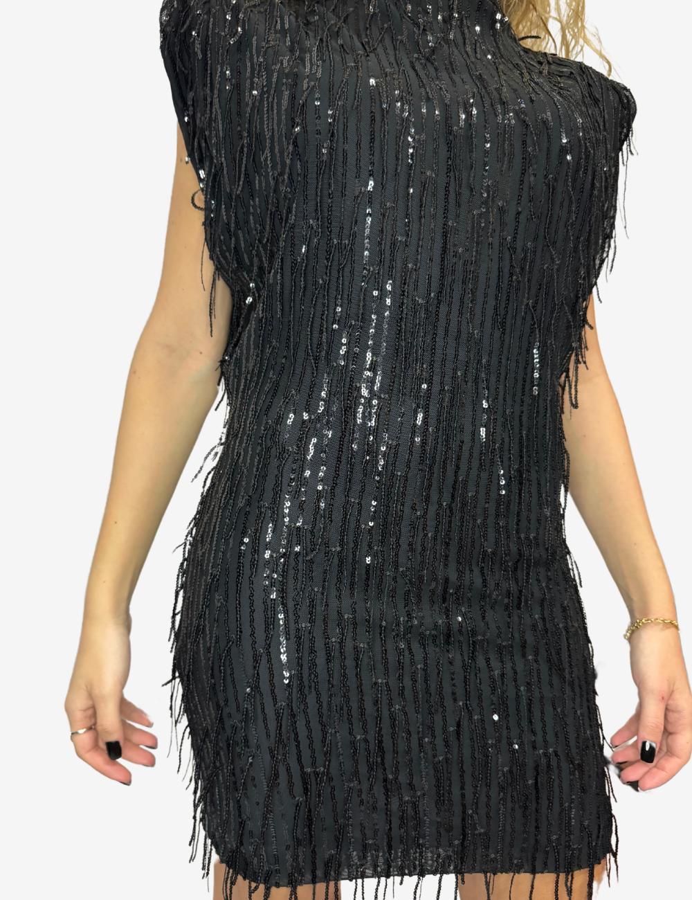 Abito Jayci' in tessuto paillettato con frange donna