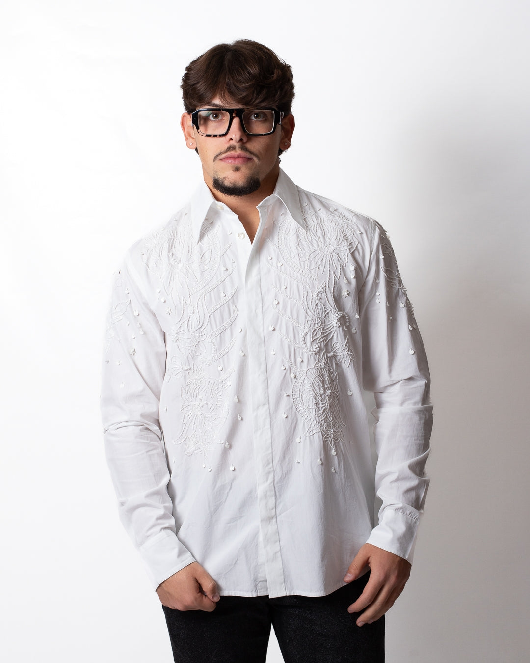 Camicia John Richmond con ricami e paillettes uomo