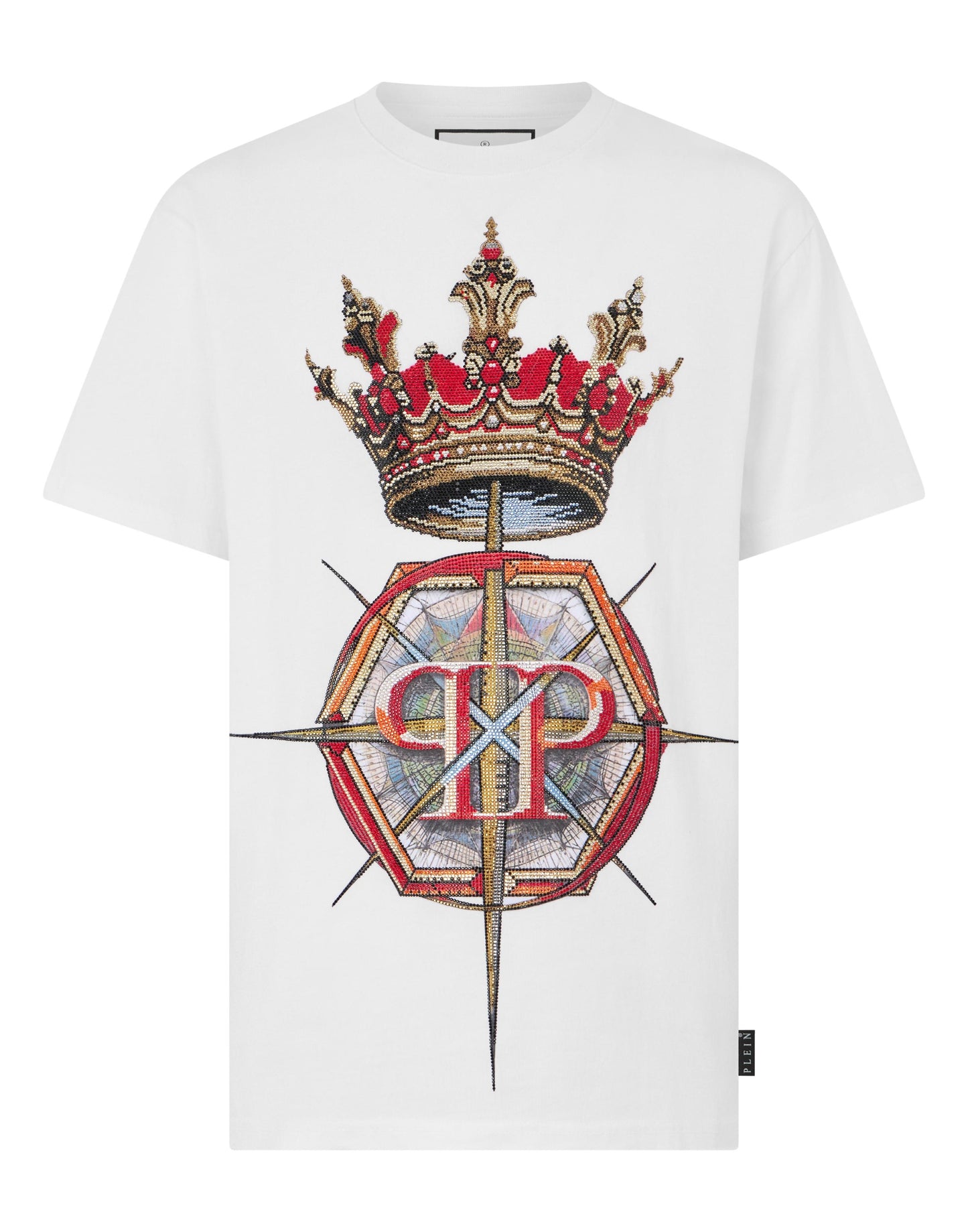 T-Shirt Philipp Plein con logo Crown Stones applicazione allover di cristalli