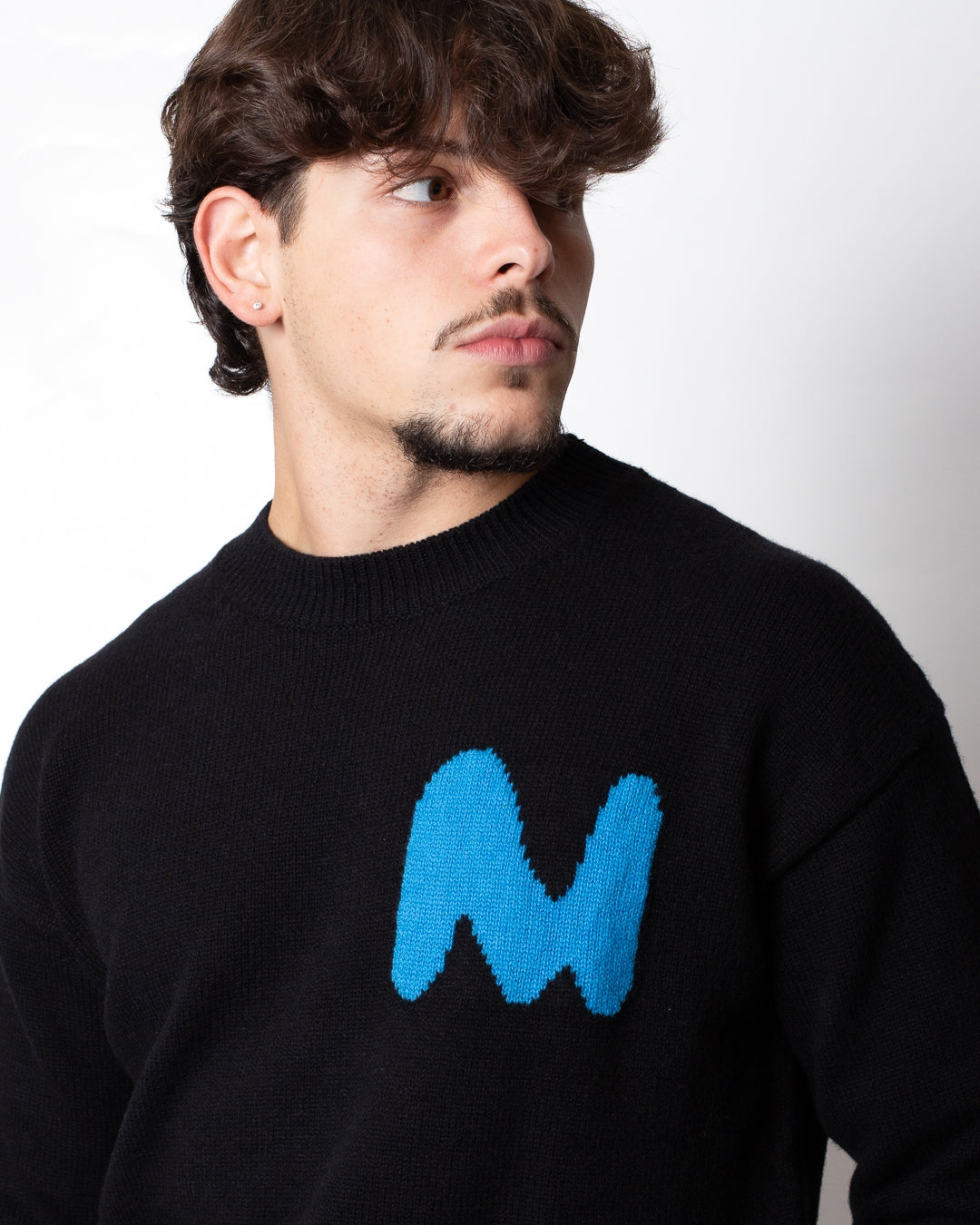 Maglia MSGM girocollo in misto lana con logo monogram