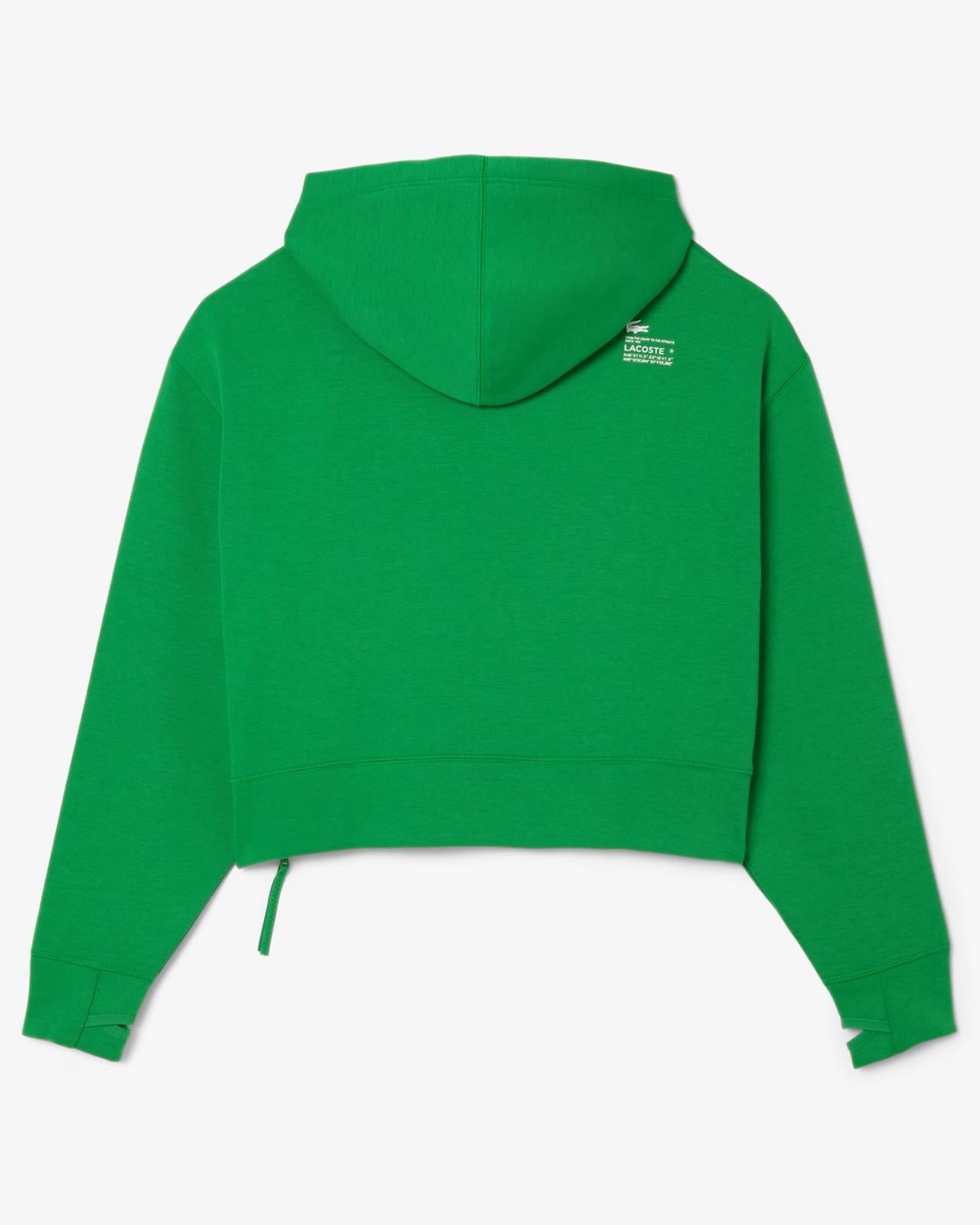 Felpa Lacoste cropped con cappuccio e logo in silicone donna