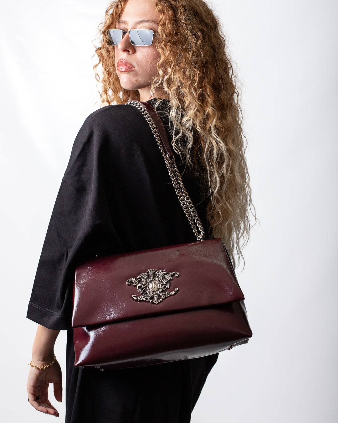 Borsa John Richmond "Shoulder Bag" in ecopelle verniciata donna