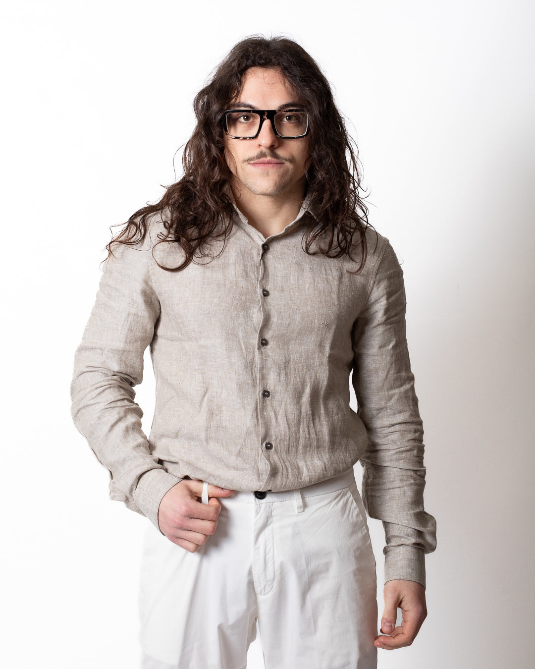 Camicia Calvin Klein slim in lino uomo