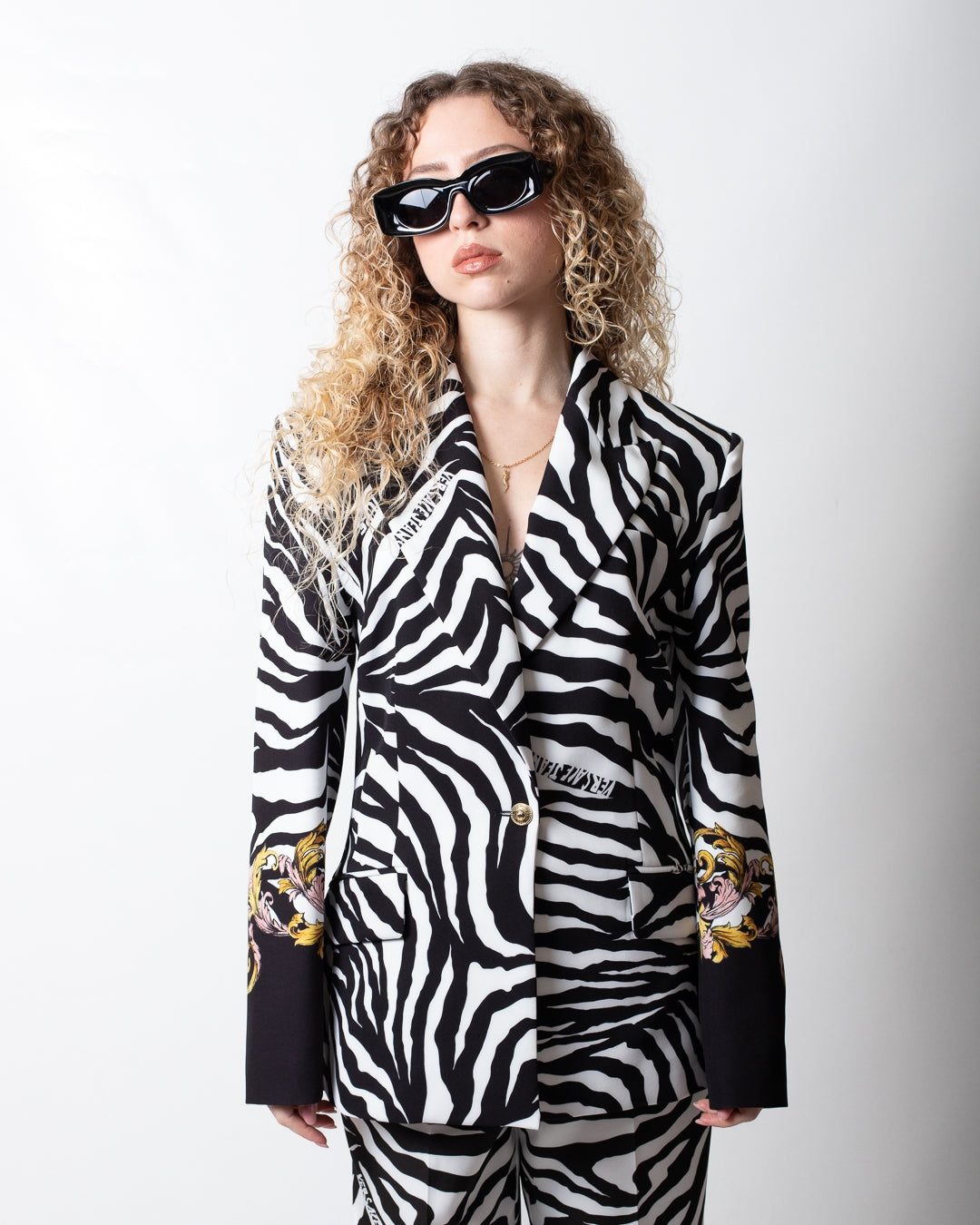 Giacca blazer Versace Jeans Couture monopetto zebrata donna