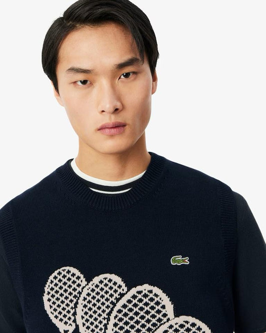 Gilet Lacoste in maglia con ricamo uomo