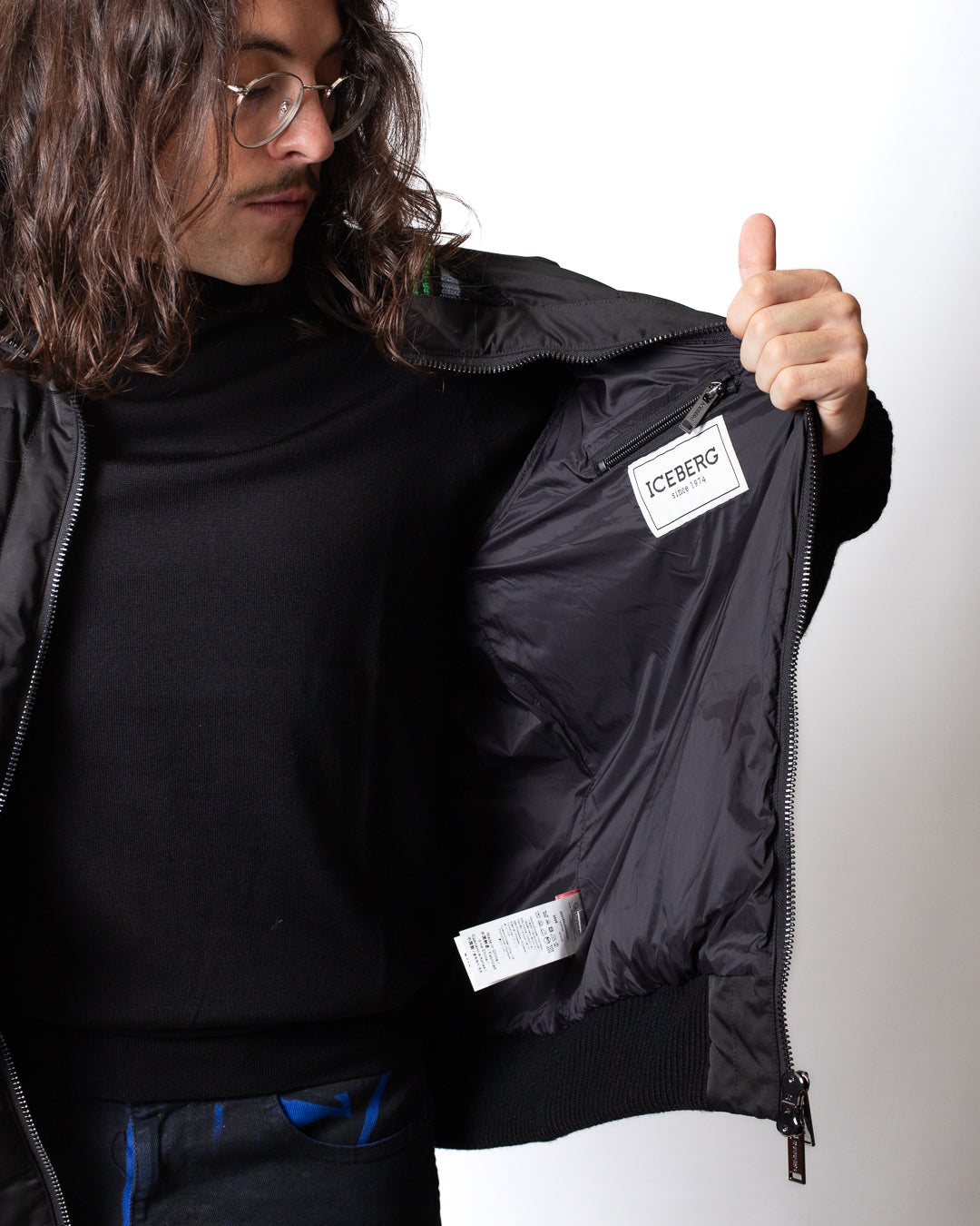 Giubbotto Iceberg con dettagli in maglia uomo