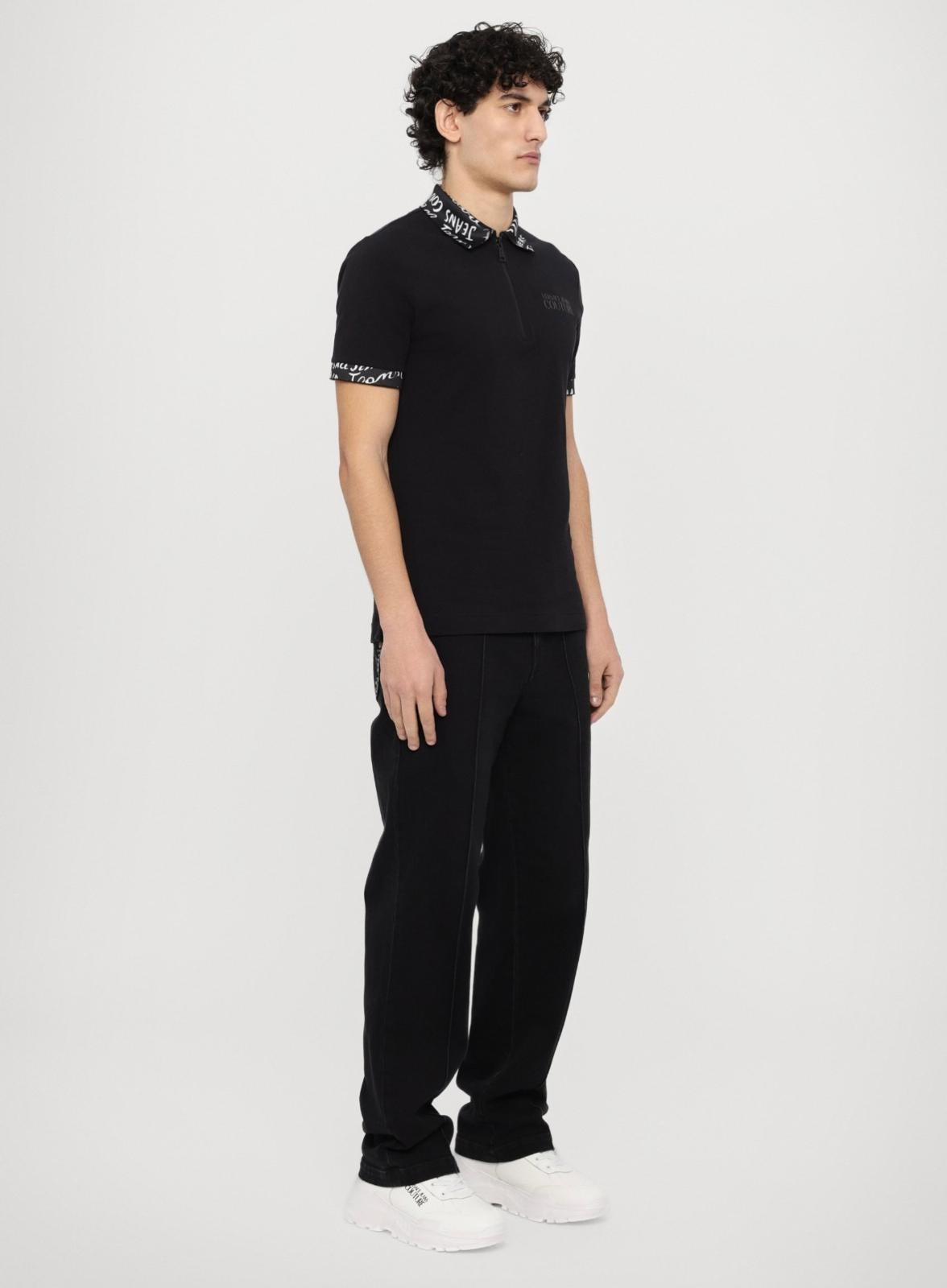 Polo Versace Jeans Couture con colletto logato e zip uomo