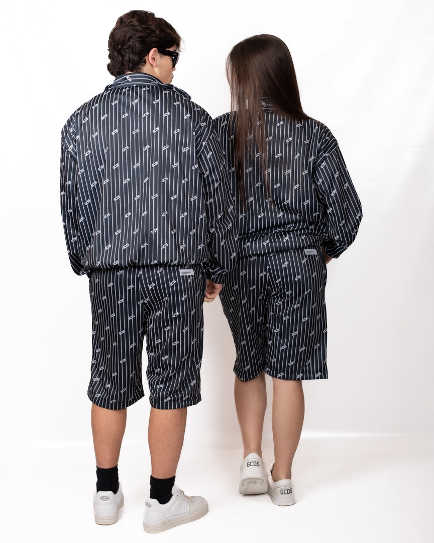 Felpa GCDS "Pinstripe Logo" fullzip in nylon