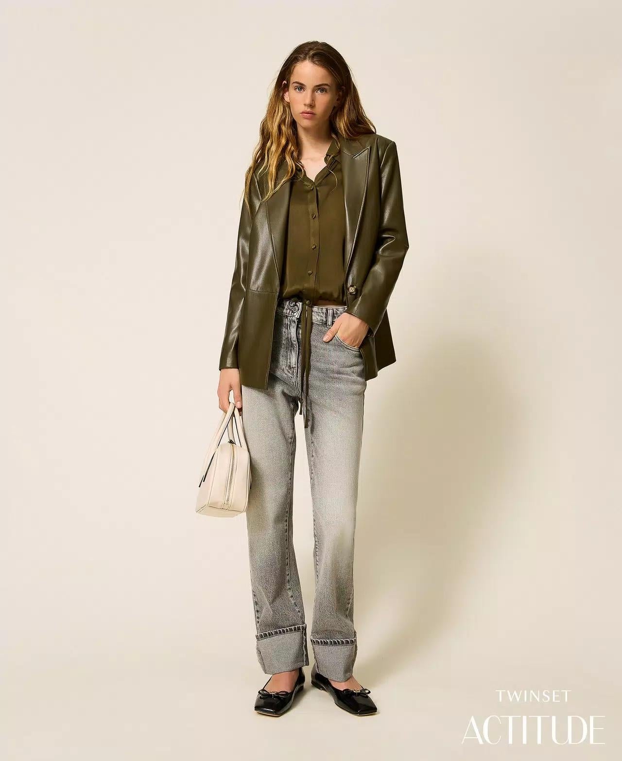 Jeans Twinset Actitude straight con risvolti donna