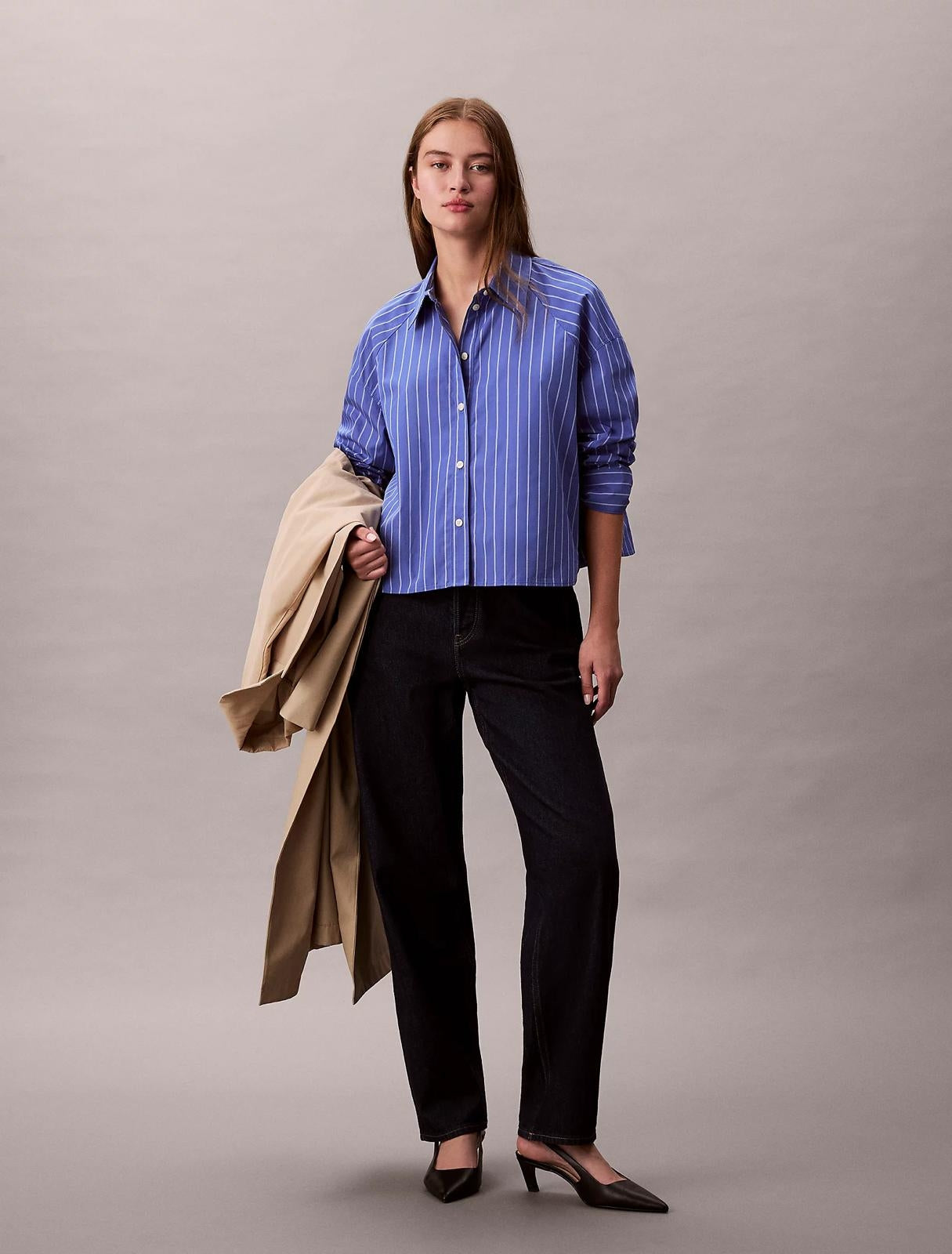 Camicia Calvin Klein Jeans cropped a strisce donna