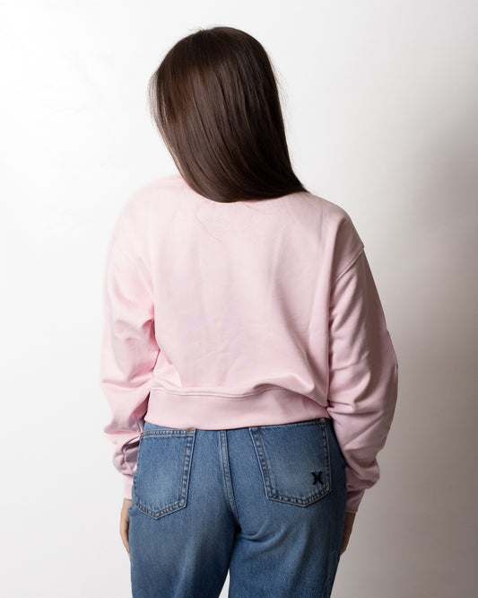 Felpa Disclaimer girocollo cropped con logo donna