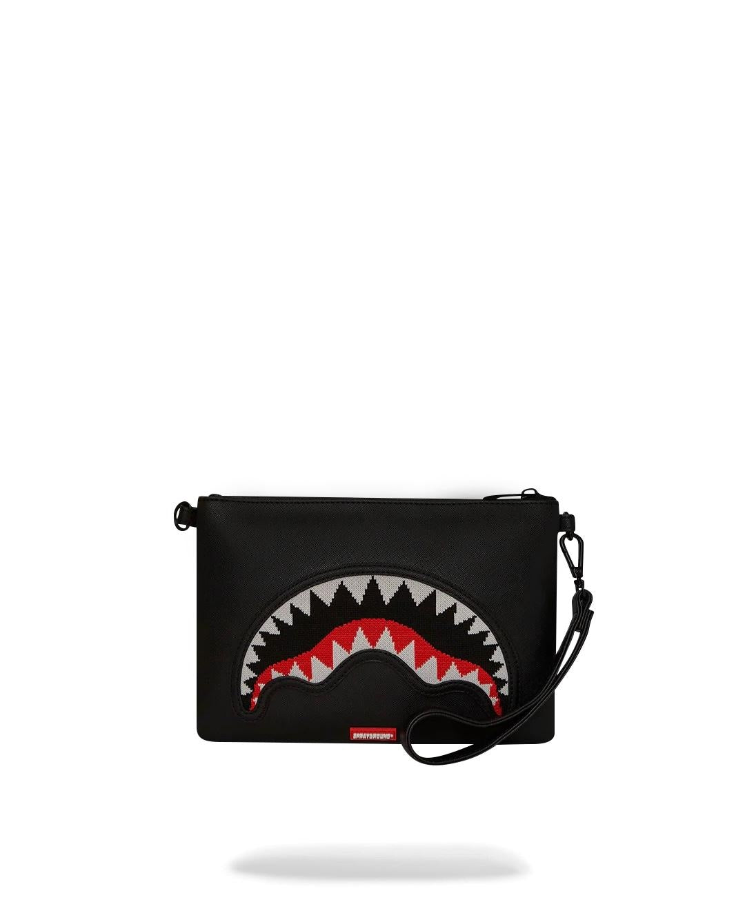Pochette Sprayground nero fly knit mouth crossover clutch con tracolla