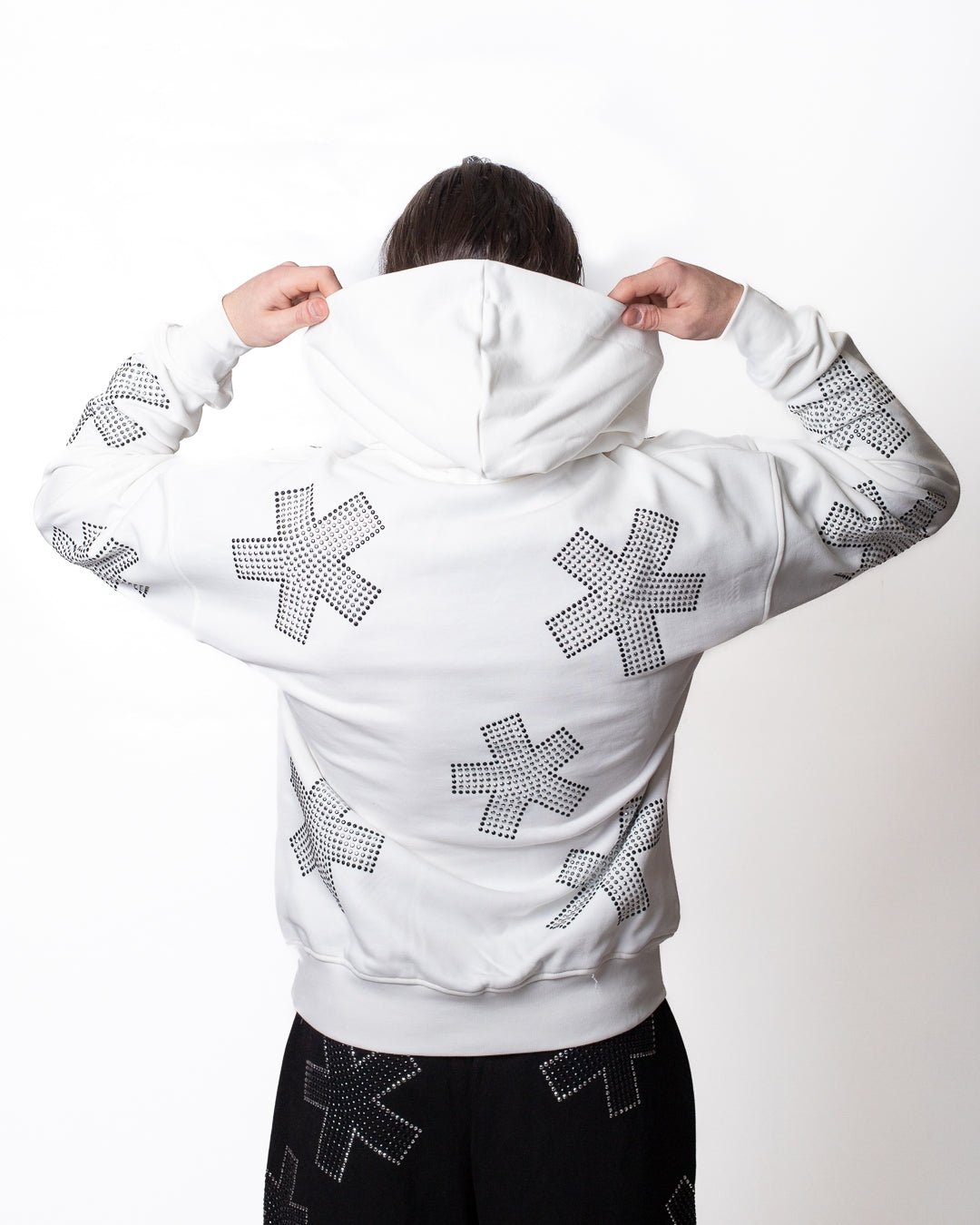 Felpa Comme des Fuckdown con cappuccio e strass all-over uomo
